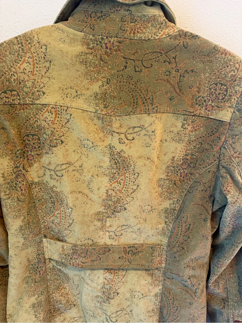 Vintage Express Women's Olive Green Paisley Double-Breasted Coat - Picture 7 of 8